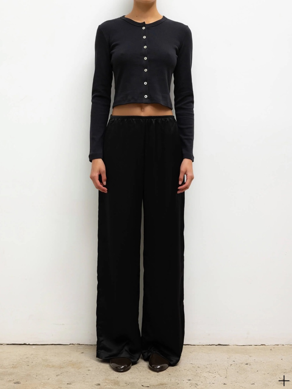 LESET Black Wide-Leg Lounge Trousers